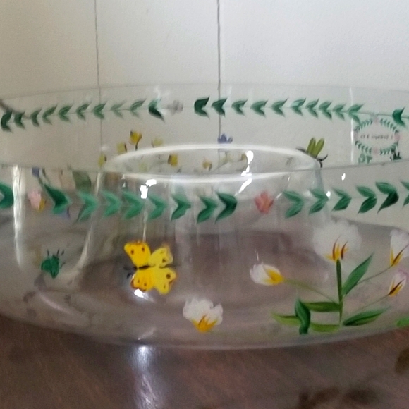 Vintage I. Godinger Hand-Painted & Signed Chip & Dip Serving Bowl - Picture 4 of 6